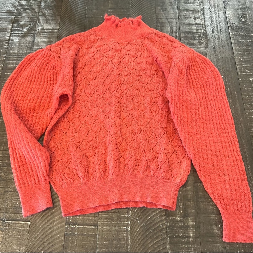 Red Anthropologie Pointelle Sweater